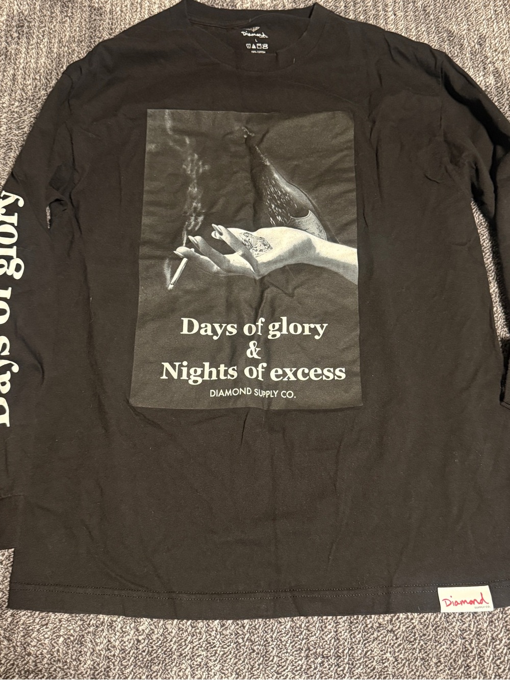 Diamond Supply Co. Men's Black Graphic Long Sleeve Shirt - "Days of Glory"